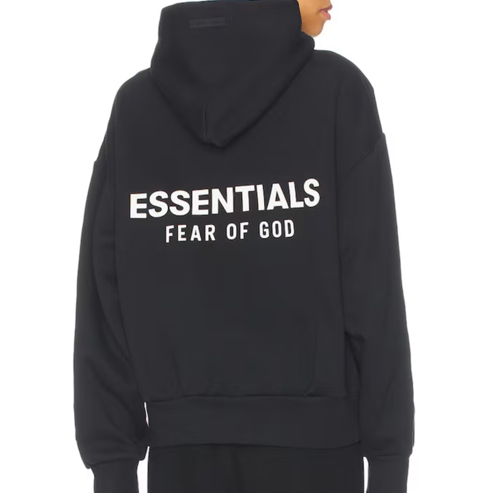 Fear of God ESSENTIALS Black Logo Hoodie